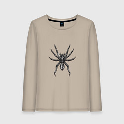 Лонгслив хлопковый женский Страшный паук, цвет: миндальный