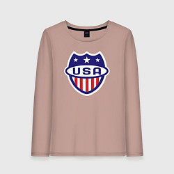 Лонгслив хлопковый женский Shield USA, цвет: пыльно-розовый