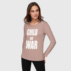Лонгслив хлопковый женский Child of war, цвет: пыльно-розовый — фото 2