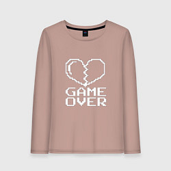 Лонгслив хлопковый женский Пиксельное сердечко Game over, цвет: пыльно-розовый