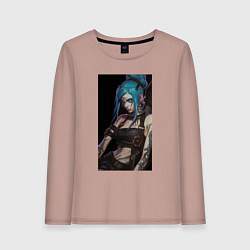 Лонгслив хлопковый женский Arcane League Of Legends JINX, цвет: пыльно-розовый