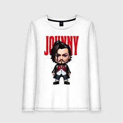 Лонгслив хлопковый женский Johnny Depp - cool dude - pop art, цвет: белый