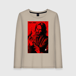 Лонгслив хлопковый женский John Wick Baba Yaga art, цвет: миндальный