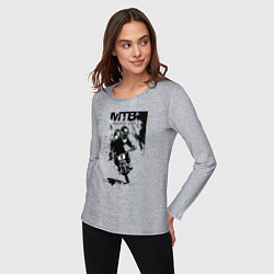 Лонгслив хлопковый женский Mountain bike - extreme, цвет: меланж — фото 2