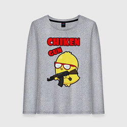 Лонгслив хлопковый женский Chicken machine gun, цвет: меланж