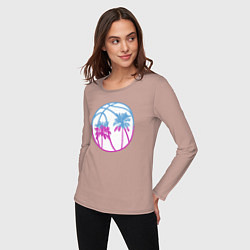 Лонгслив хлопковый женский Miami beach, цвет: пыльно-розовый — фото 2