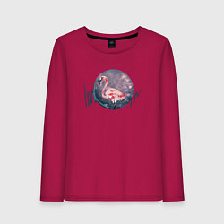 Лонгслив хлопковый женский Розовая птица, цвет: маджента