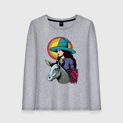 Лонгслив хлопковый женский Ведьма и осел comic style, цвет: меланж