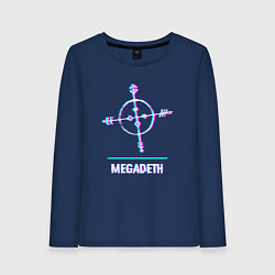 Лонгслив хлопковый женский Megadeth glitch rock, цвет: тёмно-синий