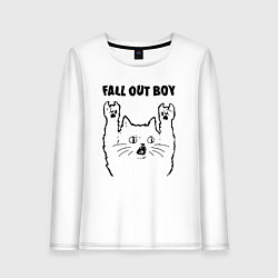 Лонгслив хлопковый женский Fall Out Boy - rock cat, цвет: белый