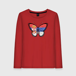 Лонгслив хлопковый женский Бабочка Сербия, цвет: красный