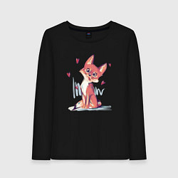 Лонгслив хлопковый женский Лис кривляется, цвет: черный