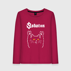 Лонгслив хлопковый женский Sabaton rock cat, цвет: маджента