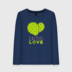 Лонгслив хлопковый женский Cactus love, цвет: тёмно-синий