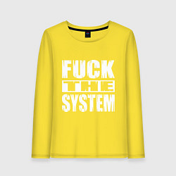 Лонгслив хлопковый женский SoD - f**k the system, цвет: желтый