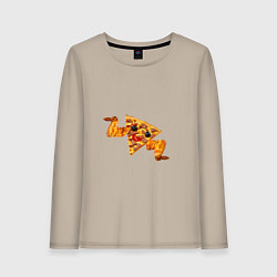 Лонгслив хлопковый женский Пицца с куринными крылышками, цвет: миндальный