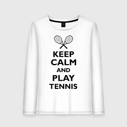 Лонгслив хлопковый женский Keep Calm & Play tennis, цвет: белый