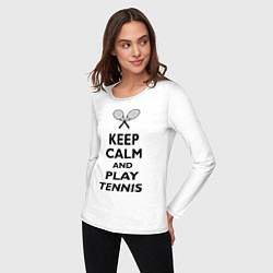 Лонгслив хлопковый женский Keep Calm & Play tennis, цвет: белый — фото 2