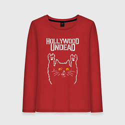 Лонгслив хлопковый женский Hollywood Undead rock cat, цвет: красный