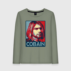 Лонгслив хлопковый женский Nirvana - Kurt Cobain, цвет: авокадо