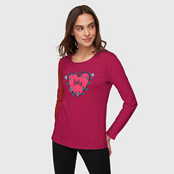 Лонгслив хлопковый женский Italy heart, цвет: маджента — фото 2