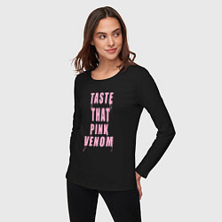 Лонгслив хлопковый женский Tasty that pink venom - blackpink, цвет: черный — фото 2