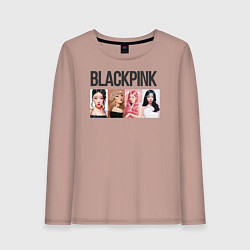 Лонгслив хлопковый женский Корейская поп-группа Blackpink, анимационный стиль, цвет: пыльно-розовый