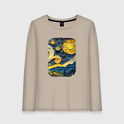 Лонгслив хлопковый женский Starry Night Voyage, цвет: миндальный