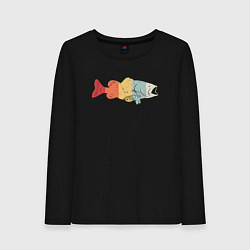 Лонгслив хлопковый женский Color fish, цвет: черный