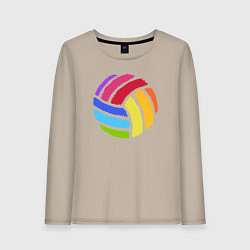 Лонгслив хлопковый женский Rainbow volleyball, цвет: миндальный