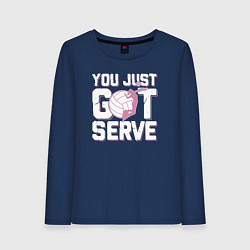 Лонгслив хлопковый женский Just got serve, цвет: тёмно-синий