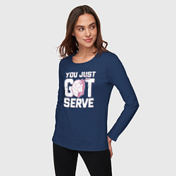 Лонгслив хлопковый женский Just got serve, цвет: тёмно-синий — фото 2