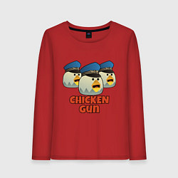 Лонгслив хлопковый женский Chicken Gun команда синие, цвет: красный