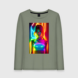 Женский лонгслив Japanese girl - neon glow - neural network