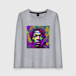 Лонгслив хлопковый женский Jimi Hendrix in color Glitch Art, цвет: меланж