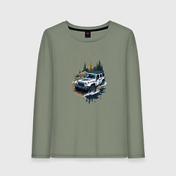 Лонгслив хлопковый женский На джипе по России, цвет: авокадо