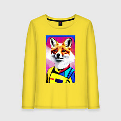 Лонгслив хлопковый женский Fox - pop art - fashionista, цвет: желтый