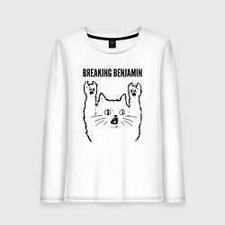 Лонгслив хлопковый женский Breaking Benjamin - rock cat, цвет: белый
