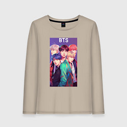 Лонгслив хлопковый женский Anime BTS style, цвет: миндальный