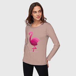 Лонгслив хлопковый женский Фламинго минималистичный, цвет: пыльно-розовый — фото 2