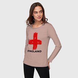 Лонгслив хлопковый женский England flag, цвет: пыльно-розовый — фото 2