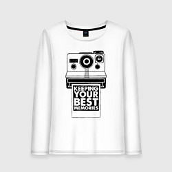 Лонгслив хлопковый женский Polaroid best memories, цвет: белый