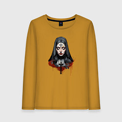 Лонгслив хлопковый женский Evil Nun, цвет: горчичный