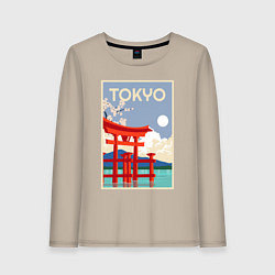 Лонгслив хлопковый женский Tokyo - japan, цвет: миндальный