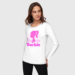 Лонгслив хлопковый женский Логотип Барби объемный, цвет: белый — фото 2