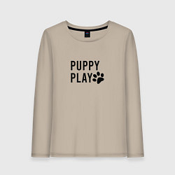 Лонгслив хлопковый женский Puppy Play, цвет: миндальный