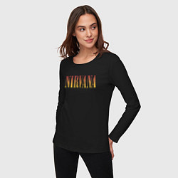 Лонгслив хлопковый женский Nirvana logo, цвет: черный — фото 2