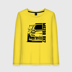 Лонгслив хлопковый женский Mazda RX7, цвет: желтый