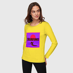 Лонгслив хлопковый женский Сёрфинг в стиле киберпанк, цвет: желтый — фото 2