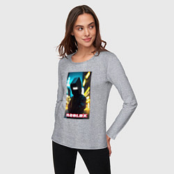 Лонгслив хлопковый женский Roblox cyberpunk, цвет: меланж — фото 2